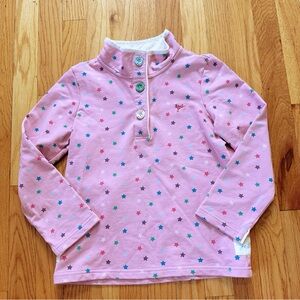 Joules Little Joule Girls Pink Star Print Collared Quarter Button Sweatshirt 8